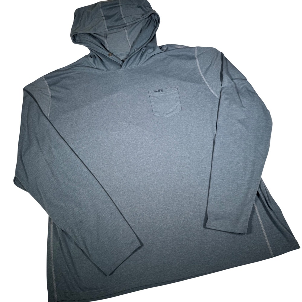 Poncho Men's Hooded Long-Sleeve Shirt - Slate Gray